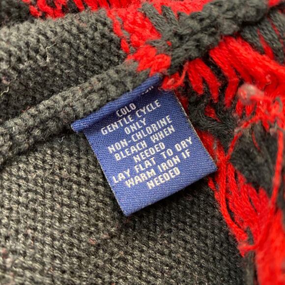 Chaps Sweater Womens Medium Fair Isle Snowflake Red Black Southwestern 90s Vtg - Picture 9 of 10